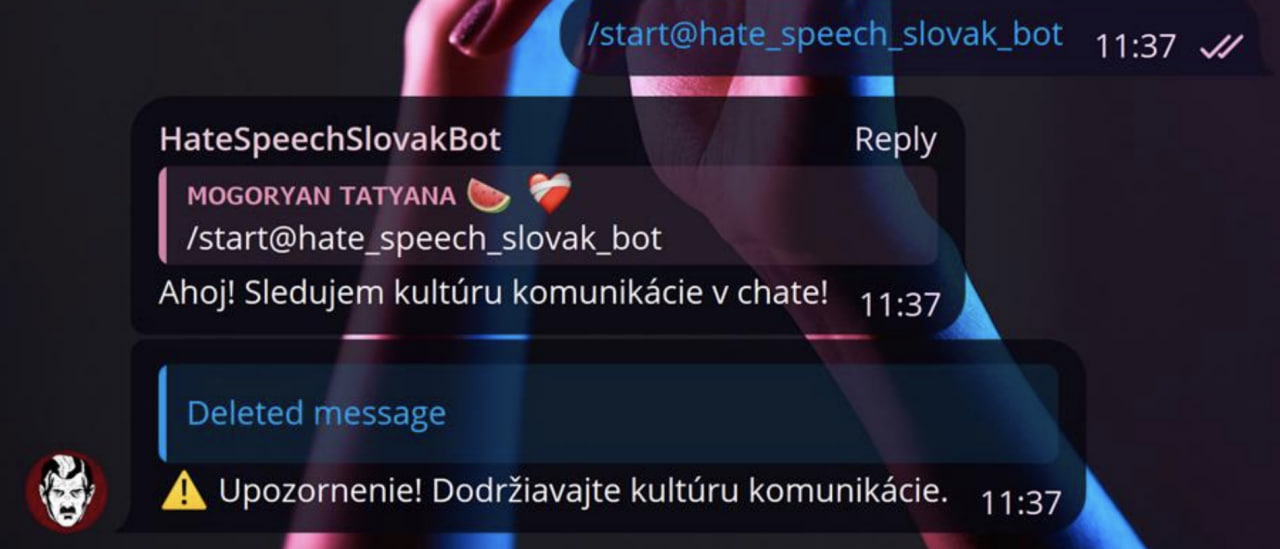 Hate Speech Telegram Bot preview